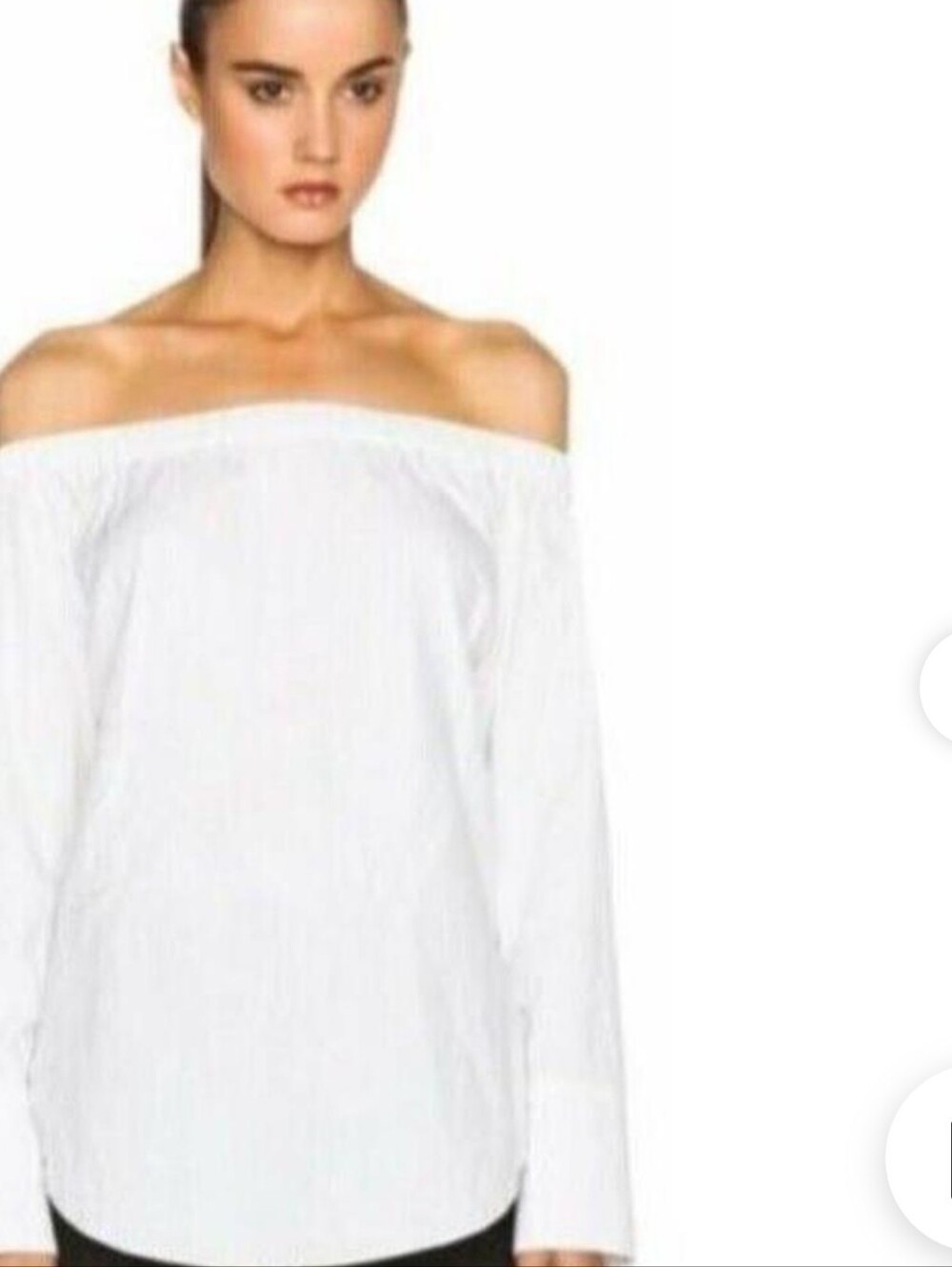 rag & bone White Off-Shoulder Long Sleeve Blouse